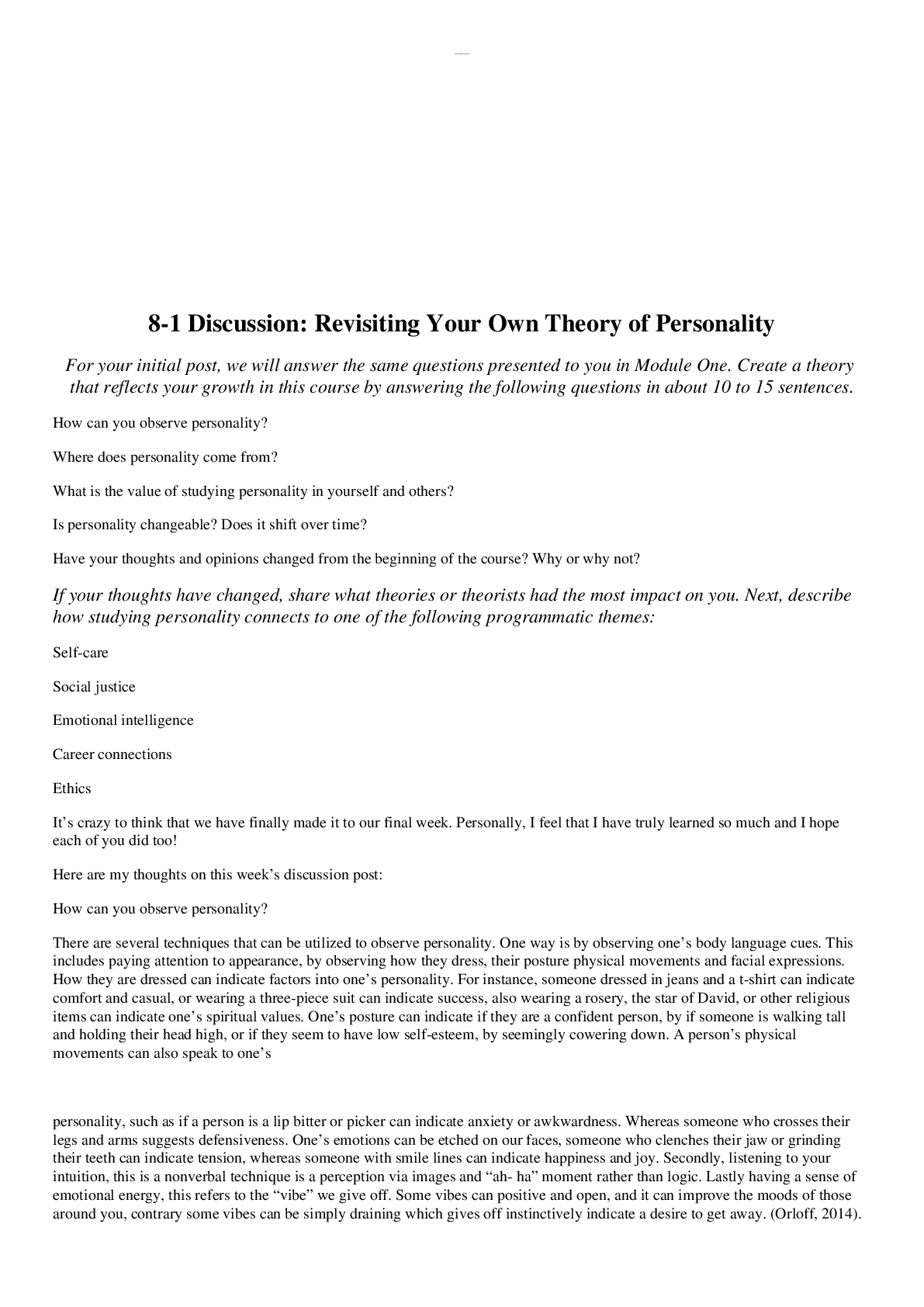 Preview image for 8-1 Discussion Revisiting Your Own Theory of Personality